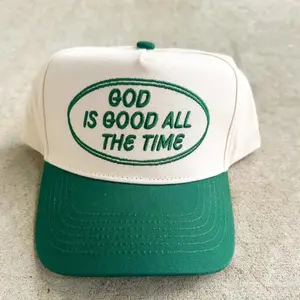 Embroidered God Is Good All The Time Hat Faith Base Ball Two Tone Cap Custom Thread Color Gif For God Lover