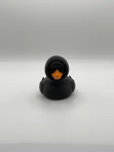 Squid Master Game Duck – 3D Printed Hard Plastic – Mysterious Black Hooded Rubber Duck – Collectible Mini 2.5" Gift