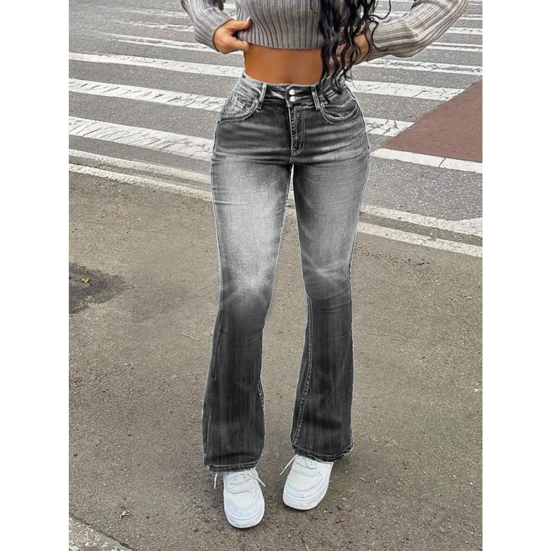 Women's slim fit sexy bell bottom pants, long pants, ripped jeans, back to school students, opening ceremonies, teacher attire, parties, birthday parties, nightclubs, nightclubs, rebellious girls
