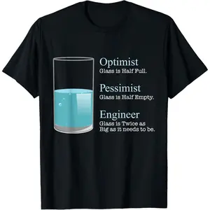 Funny Engineer Optimist Pessimist Engineering T-Shirt