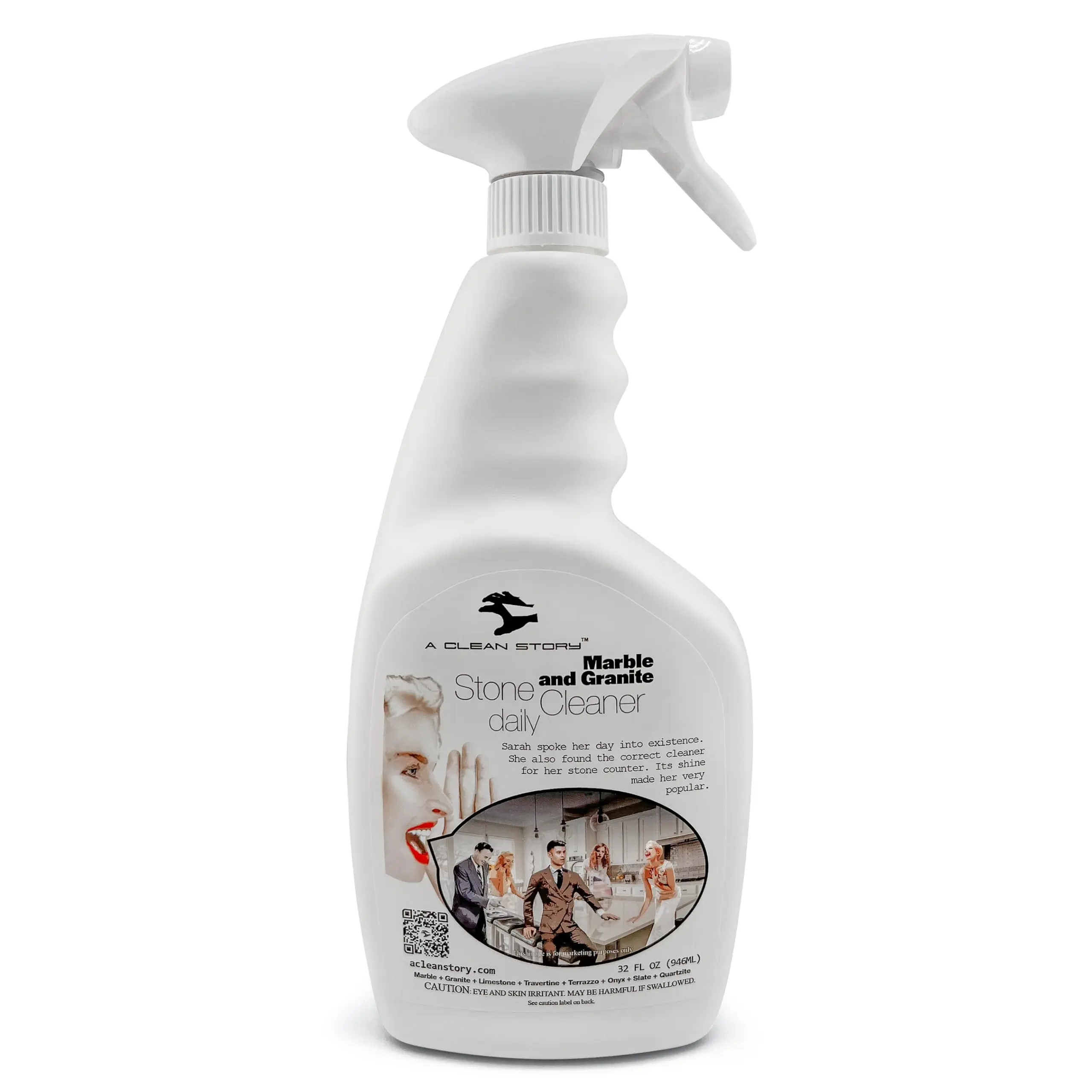 Marble and Granite Daily Stone Cleaner (Neutral Cleaner - Ph7) 32oz Ready-To-Use Formula - Large Spray Bottle