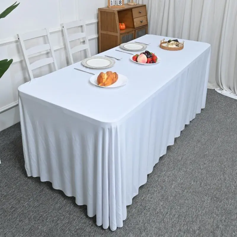 Rectangular tablecloth with back opening design - suitable for weddings, parties, graduation ceremonies, etc. Can be used as event tablecloth, party accessories, pleated table skirt, Party decor supplies
