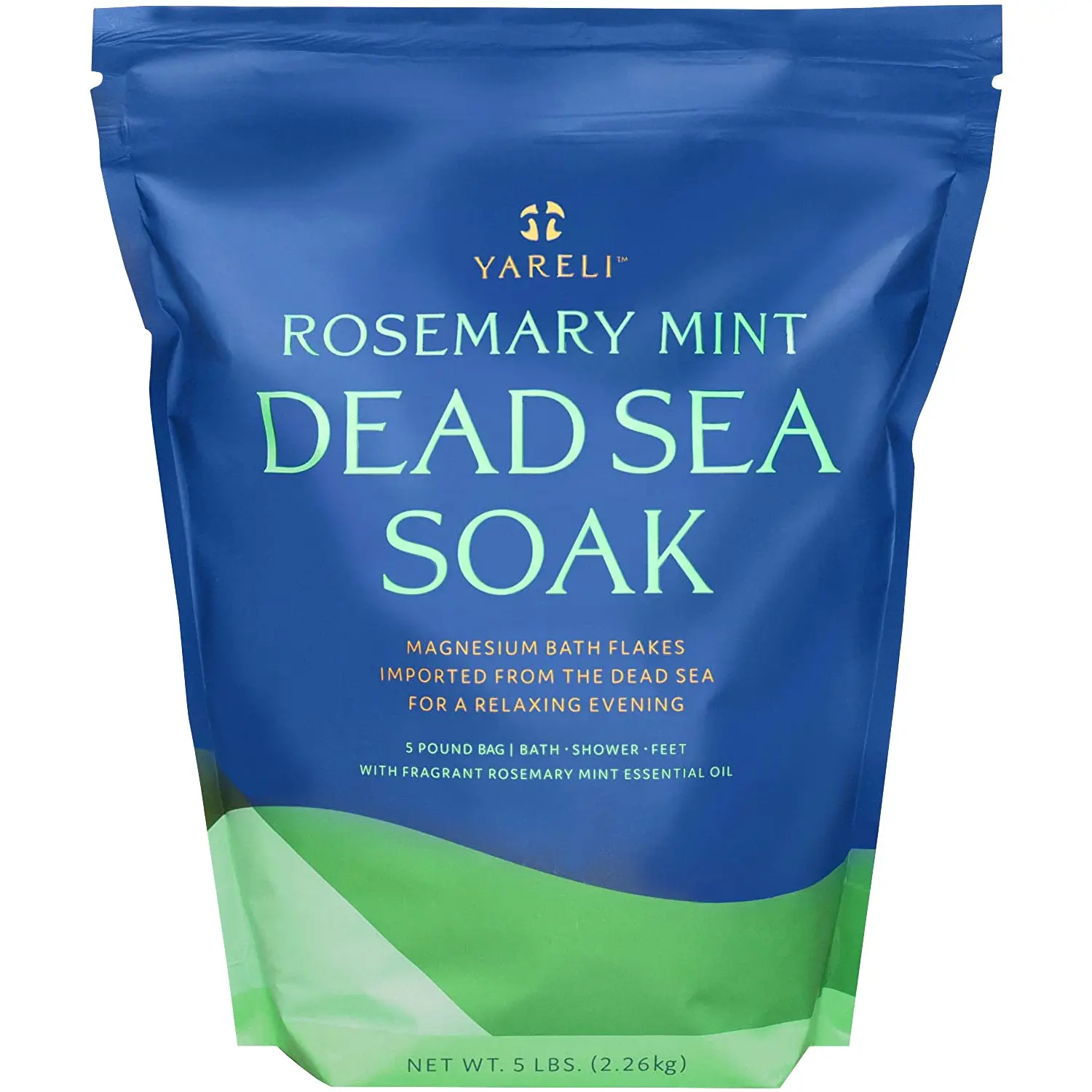 Magnesium Flakes, 5lb Rosemary Peppermint, Dead Sea Bath and Foot Soak, Alternative to Epsom Salt with Over 250,000mg of Magnesium Chloride Per Bag