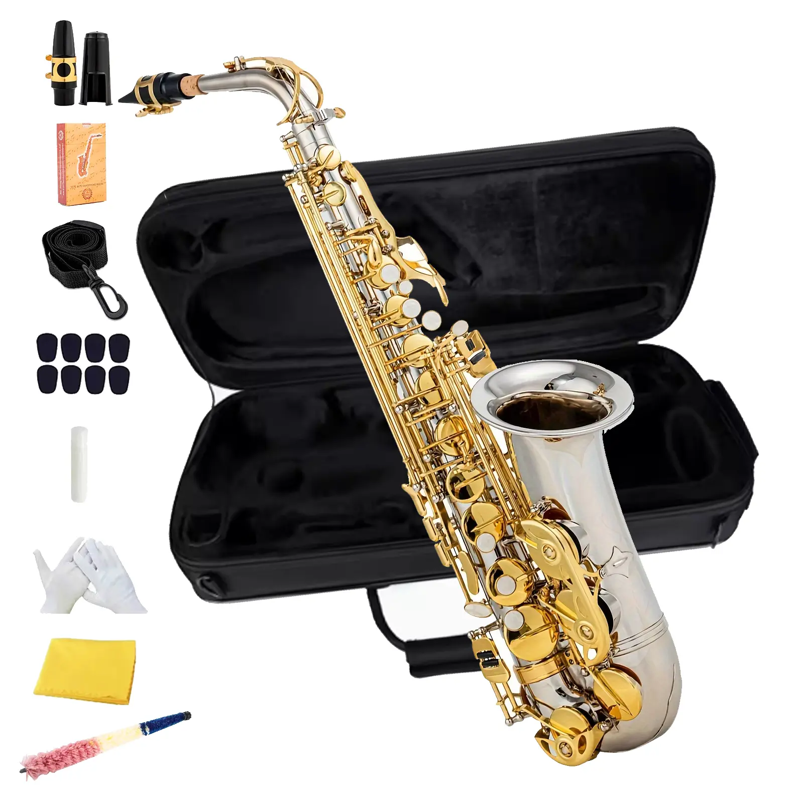 E-Flat Alto Saxophone - Includes Storage Box, Mouthpiece, Whistle
