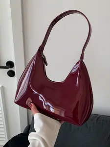 A must-have for Valentine's Day! Simple and high-end Angola red crescent bag, Half Moon Bag, fashionable retro exquisite elegant armpit bag with curved shoulder strap design, suitable for casual gatherings, dates, and dinners