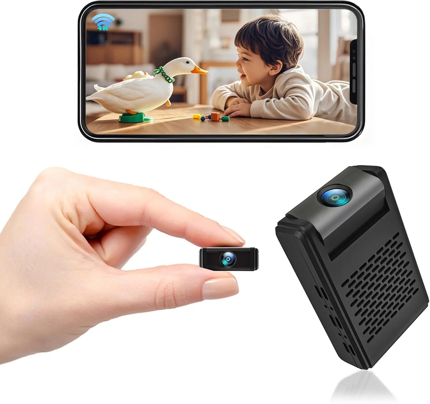 2MP Magnetic Metal Hidden Mini Security Camera with Adjustable Lens, WiFi Wireless 1080P HD, Motion Detection, Night Vision, Indoor Surveillance Nanny Cam for Home Baby Monitor, Remote Viewing, Cloud/SD Card Loop Recording
