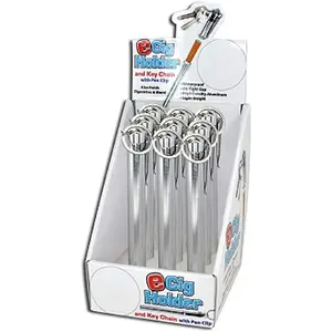 ALUMINUM ECIG HOLDER AND KEY CHAIN WITH PEN CLIP - 1 x w/Random Color and Design