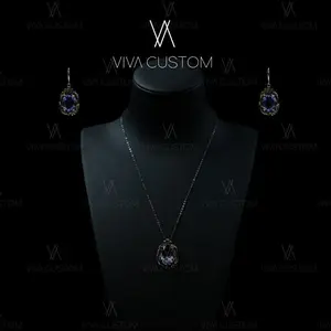 (VIVA CUSTOM)Stylish Simple Violet Ross Purple Necklace Set