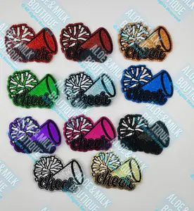 Cheer glitter patch, cheer competition, megaphone patch, pompom patches, gameday, football patches