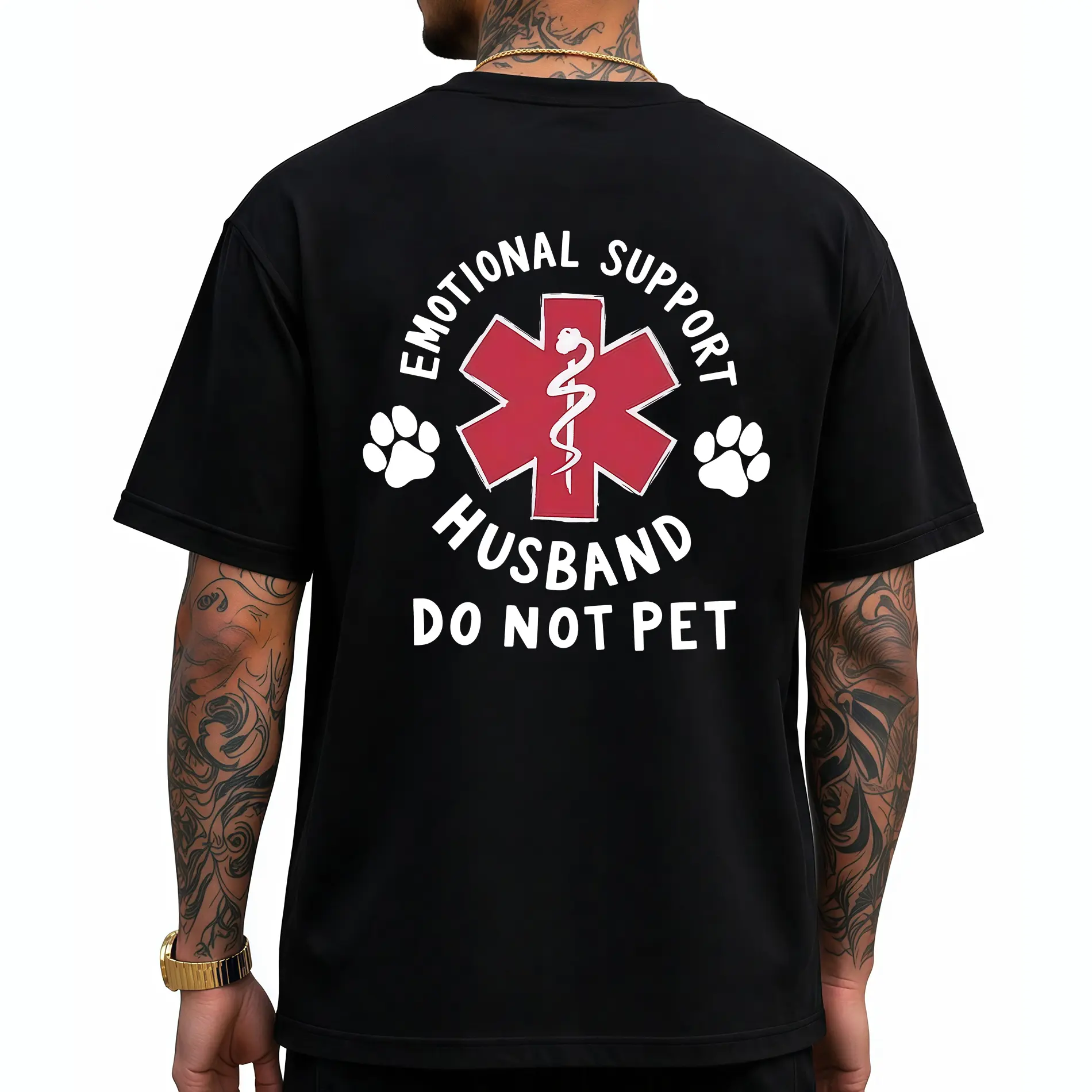 Emotional Support Husband Shirt, Funny Do Not Pet Medical Symbol T Shirt For Spouses, Gift For Husband Boyfriend Him, Short Sleeve Crew Neck Top, Crewneck Top graphic