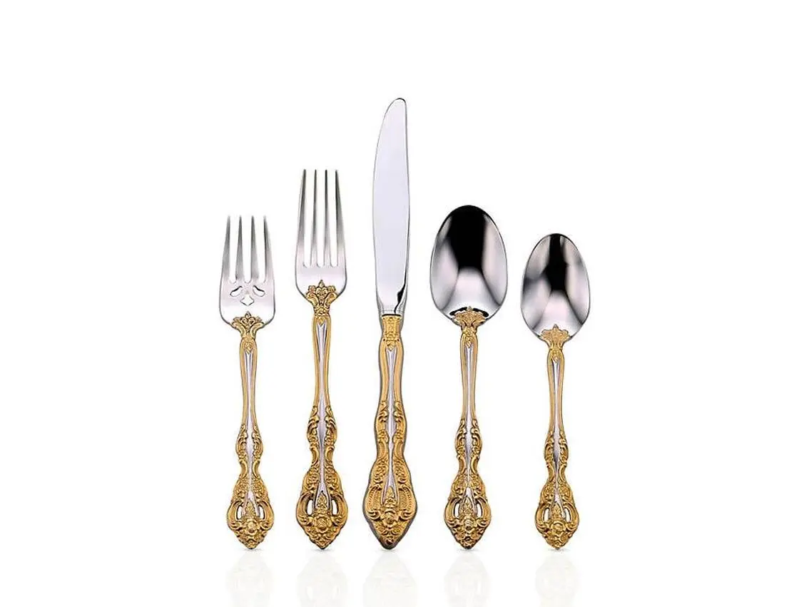 Oneida F100005A Golden Michelangelo Stainless Cutlery Tableware Set, 5-Piece Place Setting Flatware