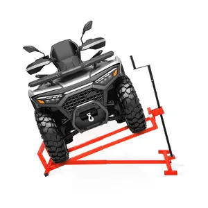 1200 Lbs Capacity, Lawn Mower Lift Jack, Heavy-Duty Mower Lift with Crank Handle & Power Tool Handle, Foldable Lawn Tractor Lifter Jack for Lawn Mowers and Garden Tractors,Red