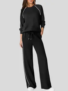 Women's New Spring Autumn Loose Long Top Pants Set, Casual Fashion, Comfortable Fit, Perfect for Daily Wear, 2 Piece Set