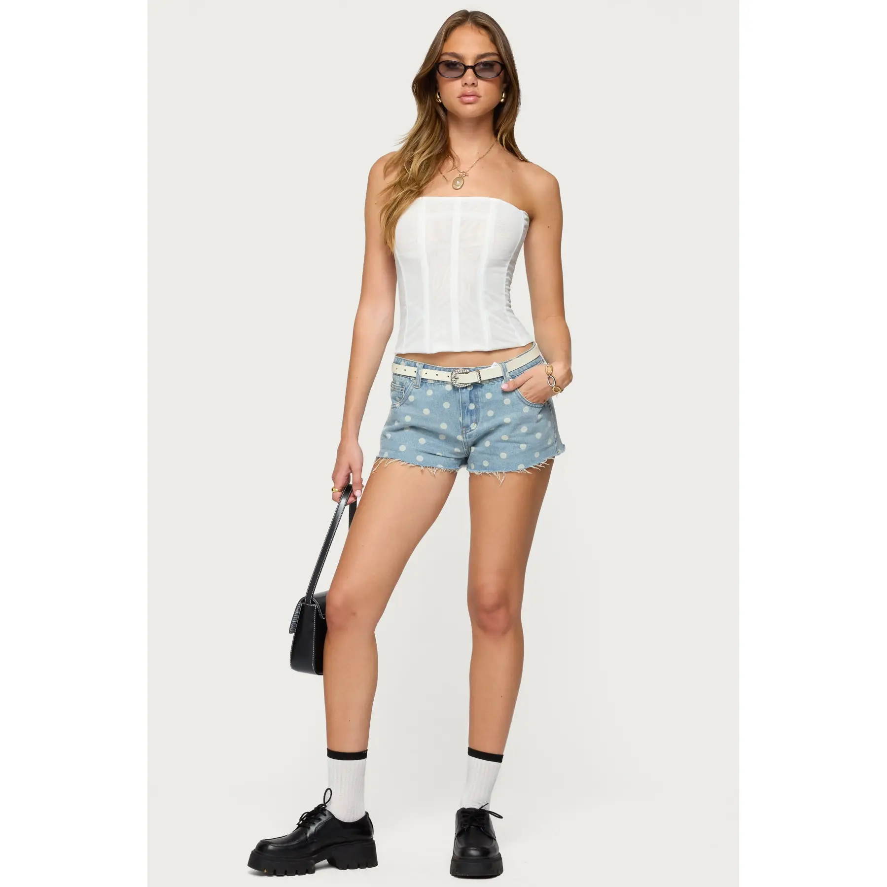 Josie Polka Dot Denim Shorts