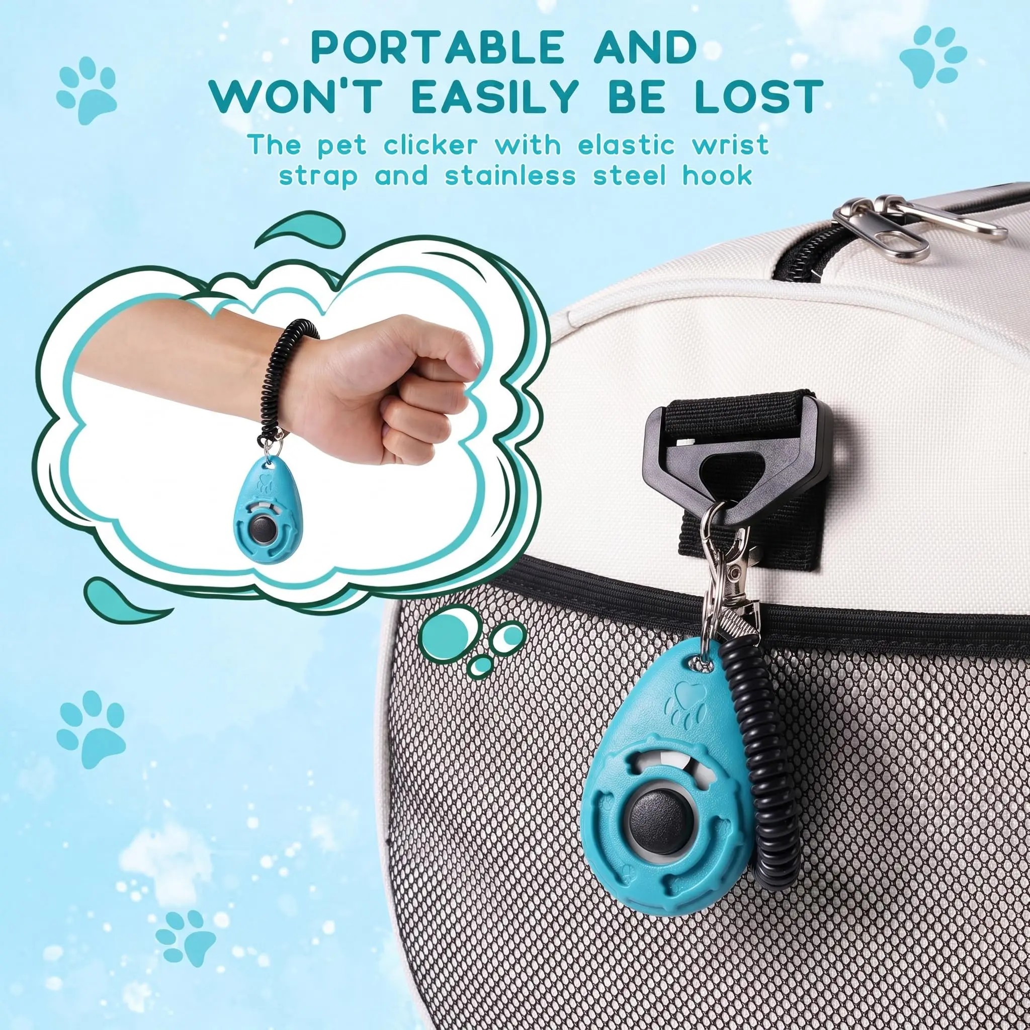 Dog Training Clicker with Sring Wrist and Keyring - Pet Dog Training Clickers for Puppy, Cat, Potty, Bird, Horse, Pet, Trainer Training Tools, Behavior Aids