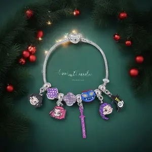 K-Pop   Charm Bracelet, Huntr/x Anime Girls Beaded Bracelet with Rumi's Sword, Cute Cartoon Charms, K-Pop Theme Jewelry Gift for Fans, Kids & Teens, Birthday Party Favors
