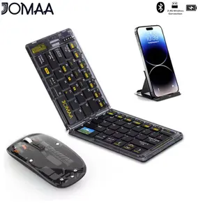 JOMAA Folding Wireless Keyboard and Mouse Set Transparent Bluetooth Portable Keyboard Combo for iPad iOS/Windows/Android/Smartphones