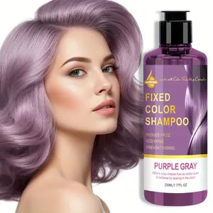 Purple Grey Fixed Color Shampoo, Moisturizing Coconut Oil Dyed Hair Conditioner, Hair Care & Styling Product for Dry Hair