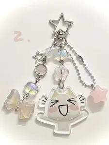 Charming Handmade Beaded Cat Keychain Kawaii For Bags Pendant Animation, Cute Kitty Charm Accessory, Perfect Gift for Pet Lovers, Unique Jewelry Item