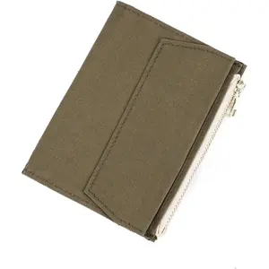 Moterm Canvas Zipper Pocket for Travelers Notebook, 1 Insert Pouch Refill for TN Accessories Paper Card Holder Storage Bag (Passport Size,Olivegreen)