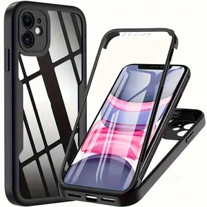 360 Full Body Front & Transparent Protective Cover, Phone Case with Screen Protector, Protective Cover Compatible with iPhone 11 12 13 14 15 16 Pro Max, Casing, Smartphone Protector