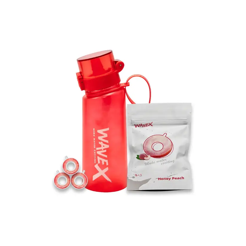 550ml Crimson Wave Red Tritan Water Bottle + 3 Honey Peach Aroma Scent Pods