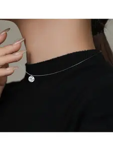 Elegant Mermaid Tears Zircon Pendant Necklace, Invisible Line Design, High-end Clavicle Chain, Internet Celebrity Bestseller, Zircon Charms Choker