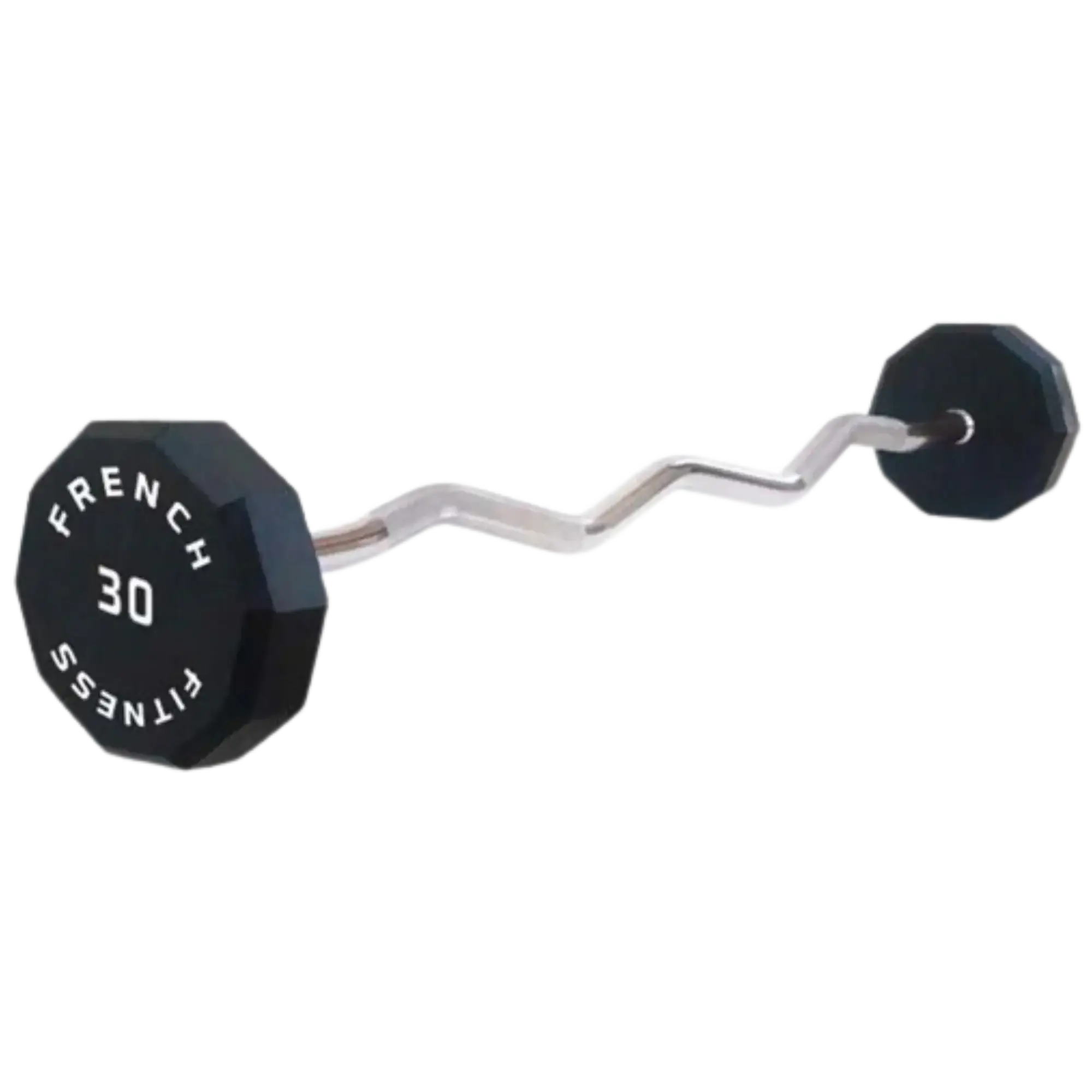 French Fitness Urethane EZ Curl Barbell - 30 lbs Single (New) for Workout, Home Gym, Arm Strength Training
