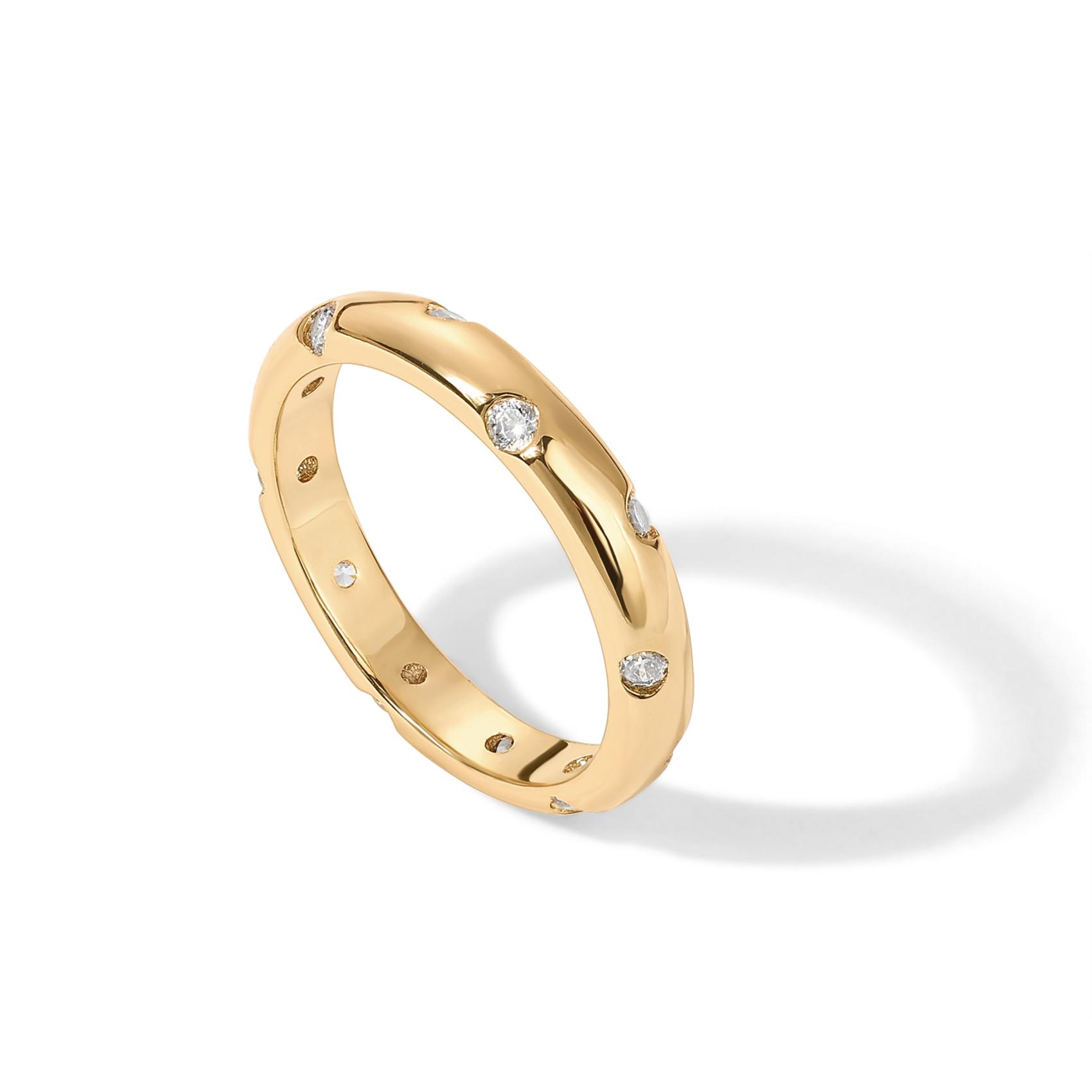 PAVOI 14K Gold Plated Cubic Zirconia Rings for Women | Classic Stackable Ring Band for Women