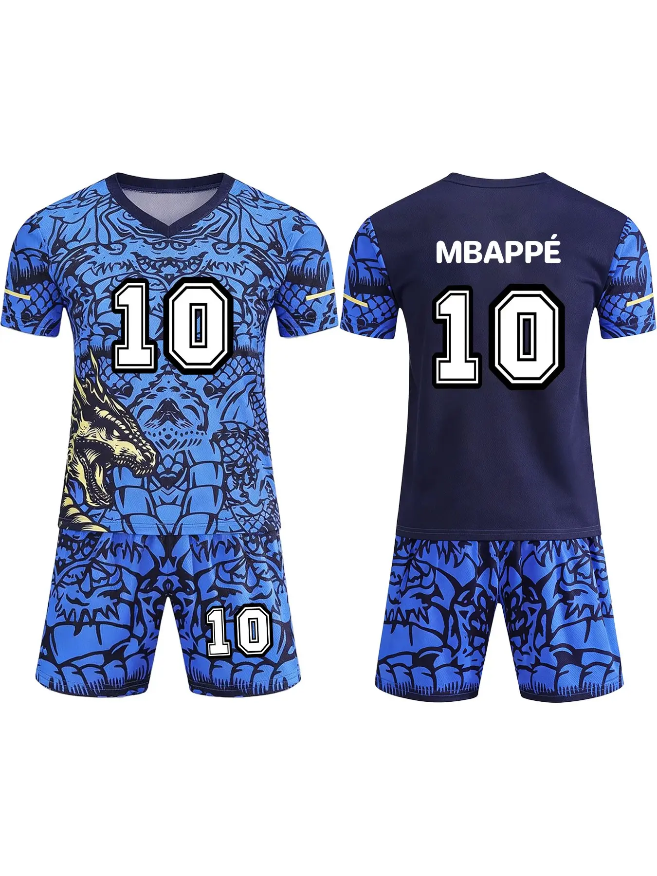 Four-season universal children's football jersey, Soccer Jersey, and pants set, Soccer Shorts, Sportswear set, Sports Outfits, with the name MBAPPÉ and the number 10, suitable for sports, leisure, and outdoor activities, made of breathable material
