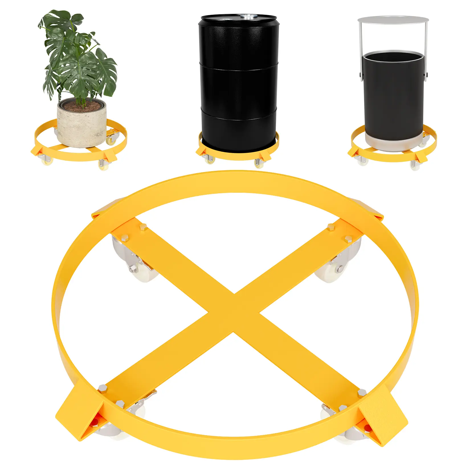 55 Gallon Heavy Duty Drum Dolly, Barrel Dolly Cart Drum Caddy, Non Tipping Hand Truck Capacity Dollies with Swivel Casters Wheel for Warehouse Drum Handling