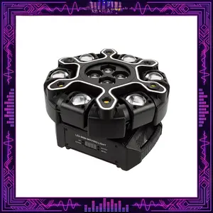 200W Moving Head DJ Light –12 Arms RGBW LED, 4‑in‑1 Bee Eye Effect, Red/Green Laser Starry Sky, White & Amber Strobe, DMX‑512 & Party Remote for Club/Bar/DJ
