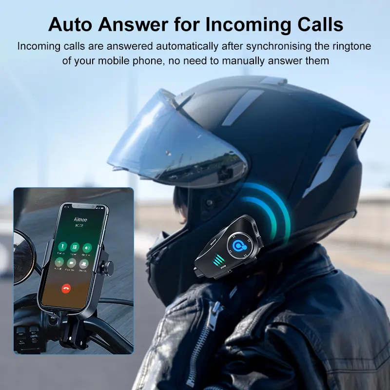 Q28 Helmet Bluetooth Earphone Dashcam 2-in-1 Set Motorcycle Helmet Speakers High Battery Life Helmet Headphone IPX6 Automatic Answer/Call Music Control/Intelligent Noise/Wake up Siri, 2 Different Types of Mic - Compatible with All Helmets