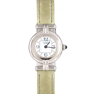 Pre-owned Cartier Sterling Silver 925 (Ag925) Small Leather Goods Must Colisee Silver Watch