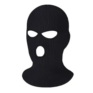 3 Holes Full Face Cover Outdoor Balaclava Knitted Neck Gaiter Ski Mask for Sports Cycling