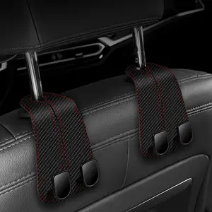 Car Seat Back Hook, PU Leather Car Seat Back Hanger, Universal Car Interior Accessories for Hanging Bags & Coats, Car Backseat Organizer, Car Organizers