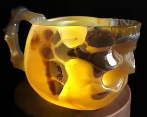 QUALITY 4.7" Premium Brazilian Agate Carved Crystal Skull Cup