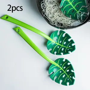 2Pcs Leaf colander kitchen Utensils cooking scoop heat-resistant spoon Monstera leaf vegetable spoon food draining spoon and spoon Spoons Set