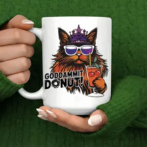 Goddammit Donut Cat Mug, Dungeon Crawler Fantasy Gift, Princess Donut Cup
