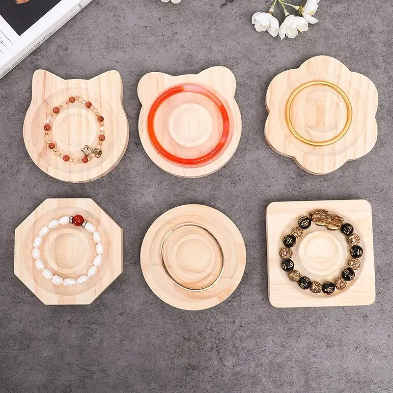 D009 1# Classic Bear Durable Wooden Jewelry Tray - Bead Tray Jewelry Boxes & Organizers, DIY Solid Wood Accessory Holder, Dresser Organization Storage Box, Decorative Room Display Container