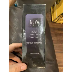 Nova Hair Instant Black Dye Shampoo 200ml for Dark Brown Hair - Gentle Cleansing Conditioner for a Natural Look Haircare Cleanser