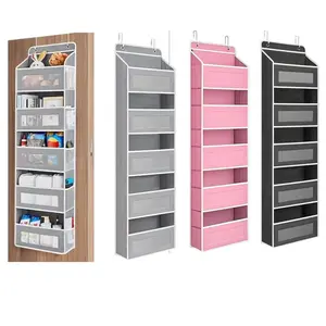 Over Door Hanging Organizer Storage, 5-Tier Closet & Pantry Organizer with 5 Deep Pockets, Heavy Duty Anti-Tilt Design, Holds up to 44 lbs, No Drill Install for Bedroom, Bathroom, Nursery, Dorm & Small Space