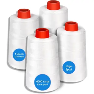 White Sewing Thread, Serger Thread Cones 4 Pack, 40S/2-24000 Yards White  Purpose Sewing Cone Thread for Sewing,Quilting,Serger Machines,Over Lock Thread,Piecing, Merrow & Hand Embroidery.