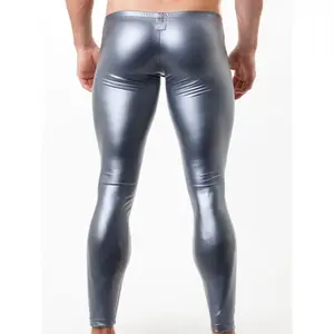 2025 Men’s Clubbing Skinny Pants in Patent Leather C Stretch Stage Performance Sparkly for Bar Party Nights