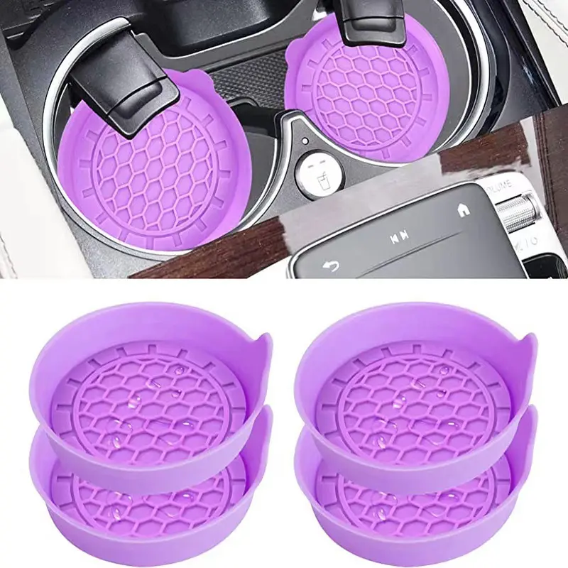 2pcs popular silicone car coaster with edge water cup slot cushion
