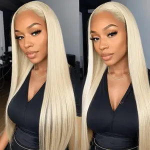 [32 Inch] Wiggins Hair Honey Blonde Straight Lace front Wigs Human Hair #613 6*6 Lace Closure Wig Pre Plucked With Baby Hair