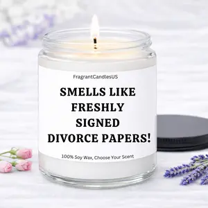 FragrantCandlesUS Hand-Poured Fragrance Scented Lavender Glass Soy Wax Candle with Wick - Smokeless Home Decor Candle, Self-Care Gift for Women, Light Healing Aroma for Breakup Relief