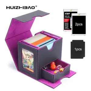 card Deck Box for MTG, Double Storage Box with 2 Commander Display & 1 Dice Tray, Organizer for TCG for Pokemon for YuGiOh