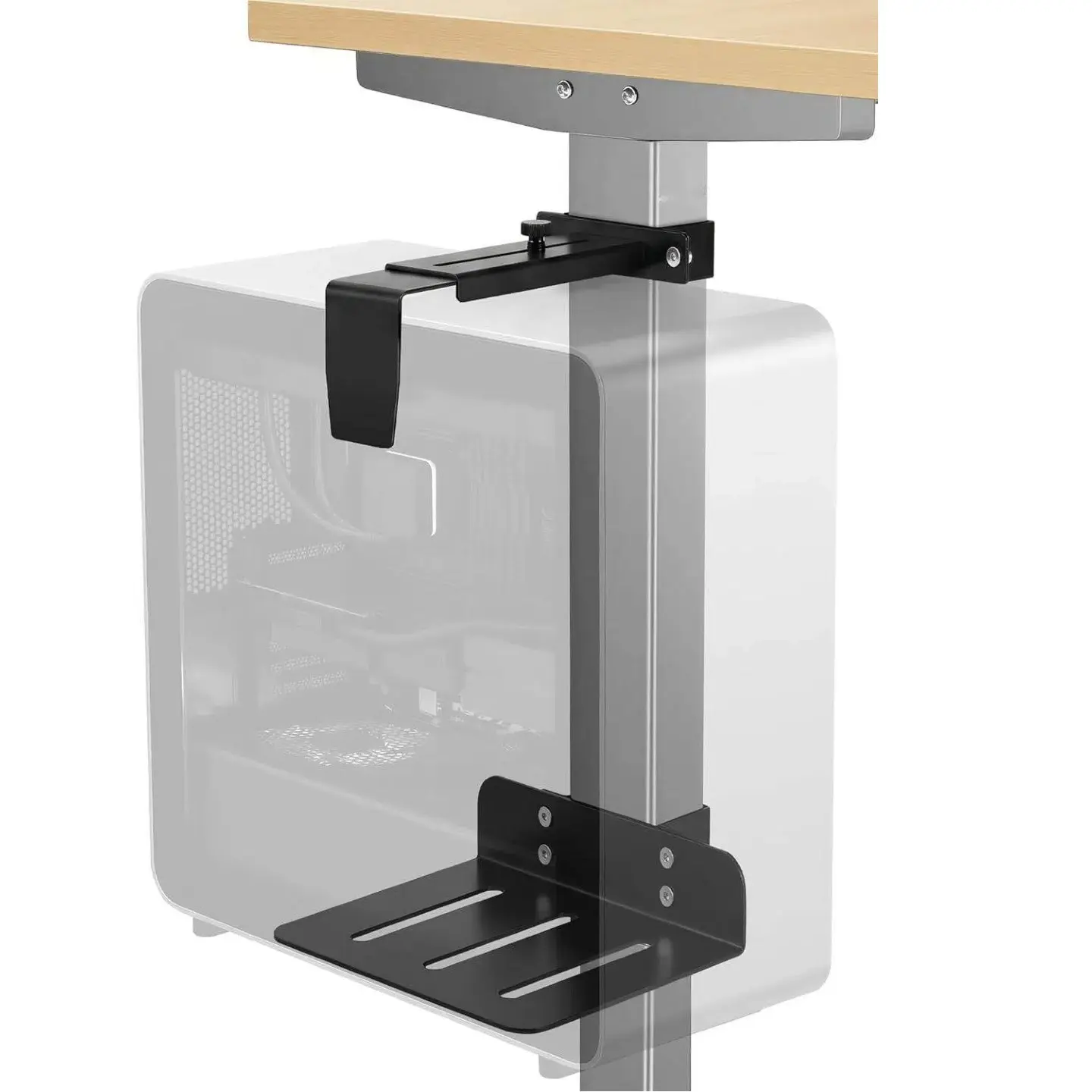 PC Holder Mount Tower Steel Bracket, Under Desk PC Holder, Hanging Split Host Racks, Sit Stand Desk PC Tower Stand, Computer Stand For Desk