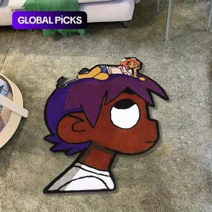 Soft Bedroom Rug with Hip-Hop Boy Pattern, Cozy Faux Wool Hallway Carpet, Fun Design Home Decor Mat, Perfect for Entryway, Cartoon Pattern Rug #GLOBAL PICKS